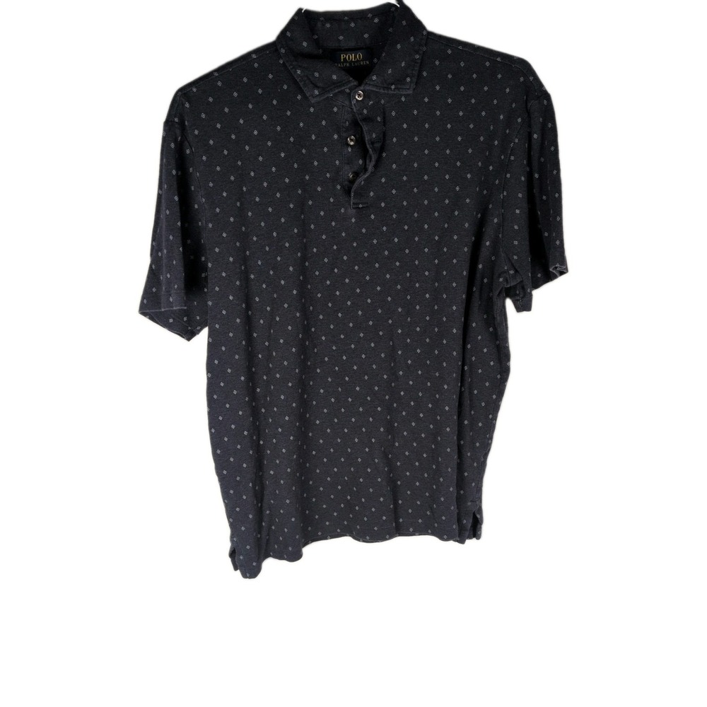 Polo Ralph Lauren Shirt Mens L Blue Diamond Geometric Print Casual Golf Medium